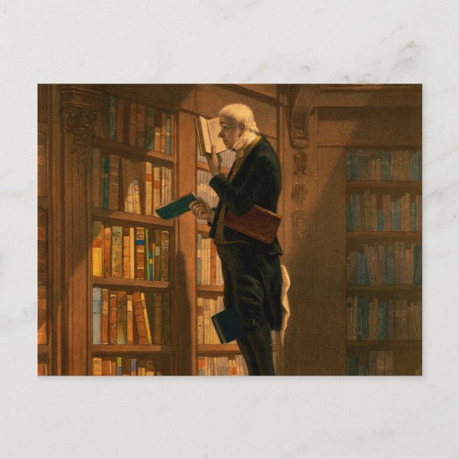 Cartão Postal O bibliófilo, 1861 por Carl Spitzweg (Frente)