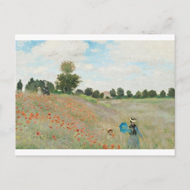 Cartão Postal O Campo Poppy perto do Argenteuil por Claude Monet (Frente)
