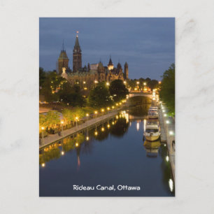 Cartão Postal O Canal de Rideau e os edifícios do Parlamento à n