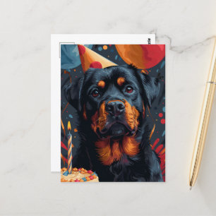 Cartão Postal O Cão Rottweiler de Aniversário