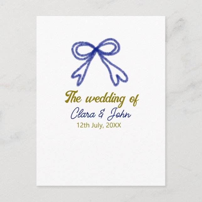 Cartão Postal O casamento do casal marinho azul de ouro (Frente)