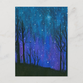 Cartão Postal O céu nocturno da arte da paisagem da aguarela