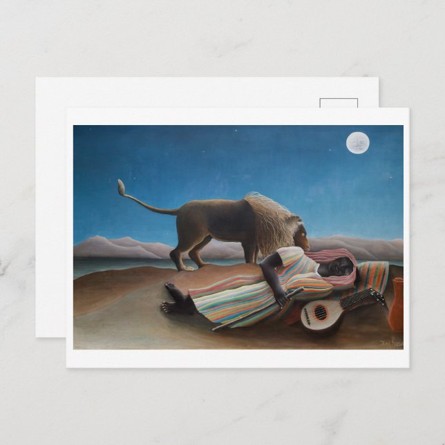 Cartão Postal O cigano adormecido | Henri Rousseau | (Frente/Verso)