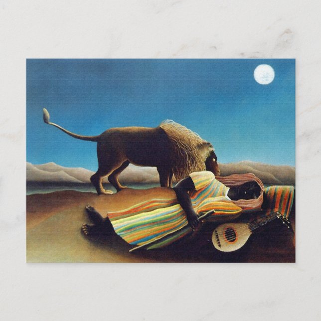 Cartão Postal "O cigano de sono" por Henri Rousseau (Frente)