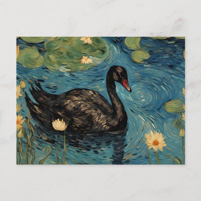 Cartão Postal O Cisne Negro Faux Van Gogh (Frente)