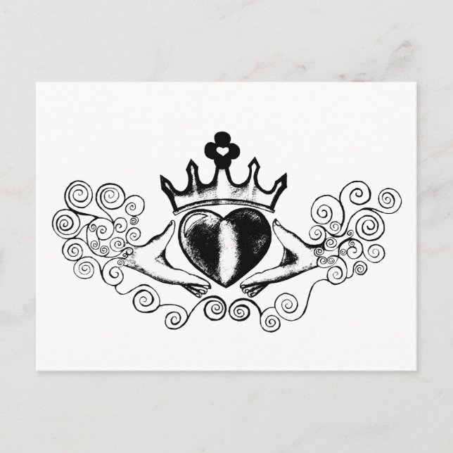 Cartão Postal O Claddagh (Preto) (Frente)
