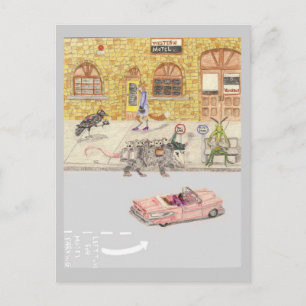 Cartão Postal O Condutor Do Computador E O Cadillac