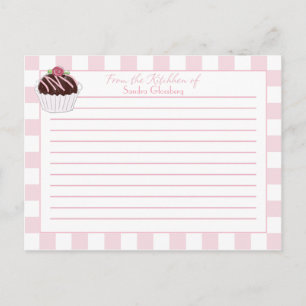 Cartão Postal O cor-de-rosa-branca verifica os Cupcakes e as pla