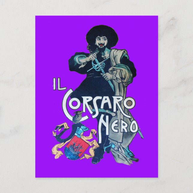 CARTÃO POSTAL O CORSAIR PRETO (Frente)