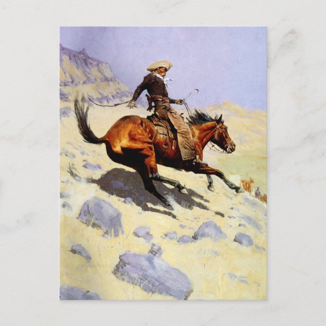 Cartão Postal O Cowboy de Remington, Militares de Cavalaria Vint (Frente)