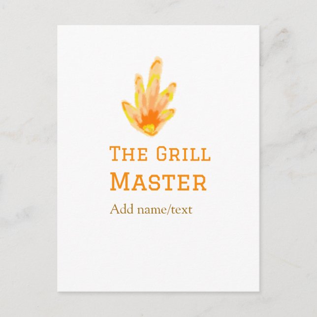 Cartão Postal O cozinhar de texto do nome de adição do churrasco (Frente)