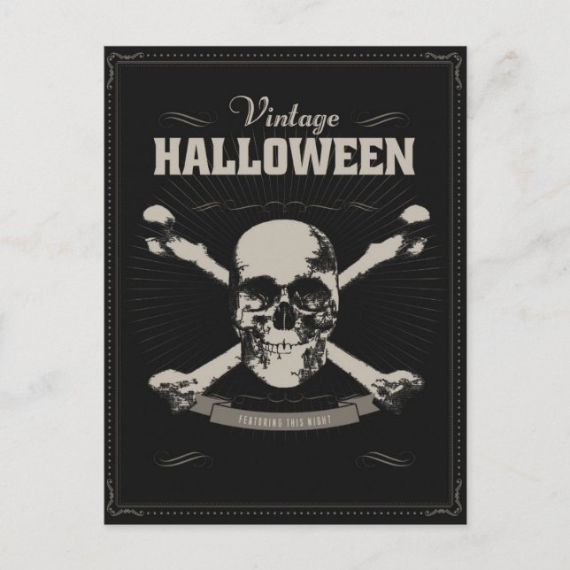 Cartão Postal O Crânio Com Ossos Cruzados Num Fundo Preto (Frente)