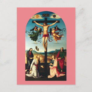 Cartão Postal O Cristo Crucificado com a Virgem Maria