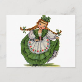 Cartão Postal O dançarino irlandês retro da boneca com dobras