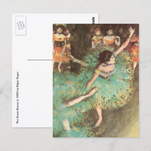 Cartão Postal O Dançarino Verde de Edgar Degas, Balé de Vintag