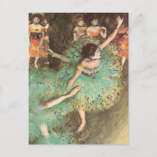 Cartão Postal O Dançarino Verde de Edgar Degas, Balé de Vintag