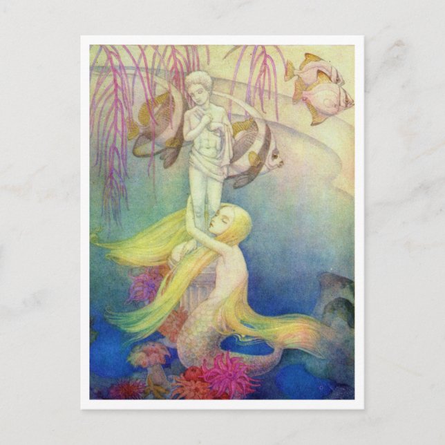 Cartão Postal O Desejo da Pequena Sereia por Dorothy Lathrop (Frente)