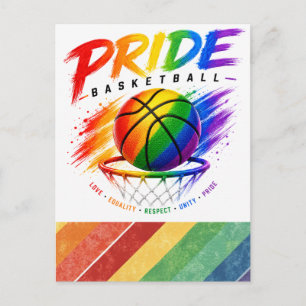 Cartão Postal O Design Temático Arco-íris do Basquete Pride