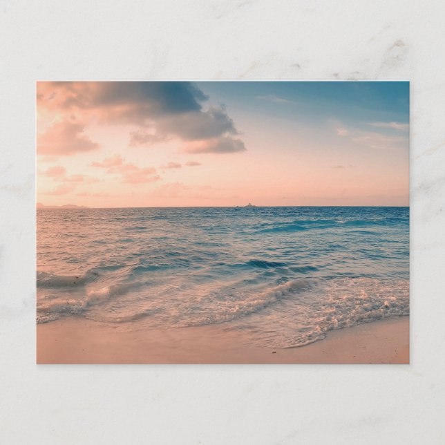 Cartão Postal O destino do litoral de Aqua Tropical Beach (Frente)