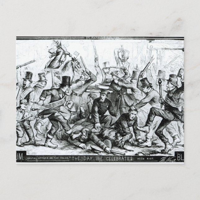 Cartão Postal O dia que celebramos, de Harpers Weekly 1867 (Frente)