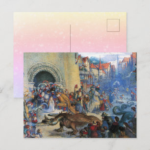 Cartão Postal O Dragão de Aniversário da Pequena Princesa