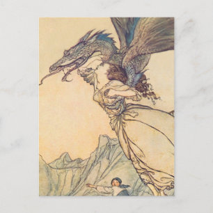 Cartão Postal "O Dragão Pegou a Rainha" por Arthur Rackham