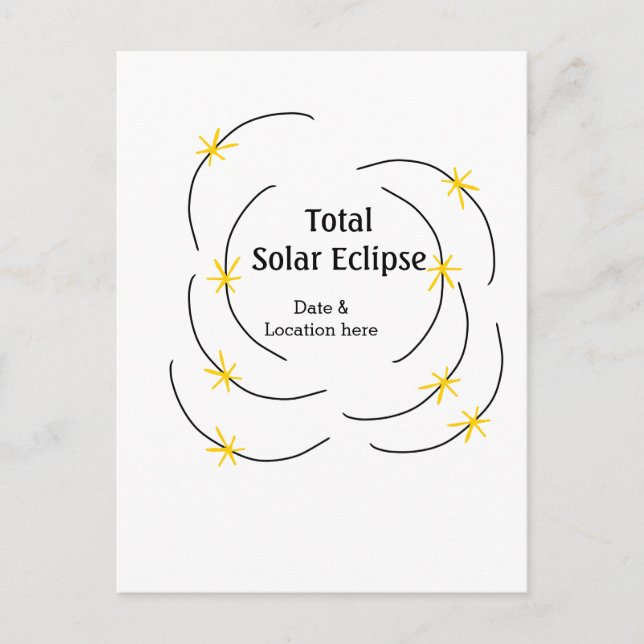 Cartão Postal O eclipse solar total adiciona data local metade d (Frente)