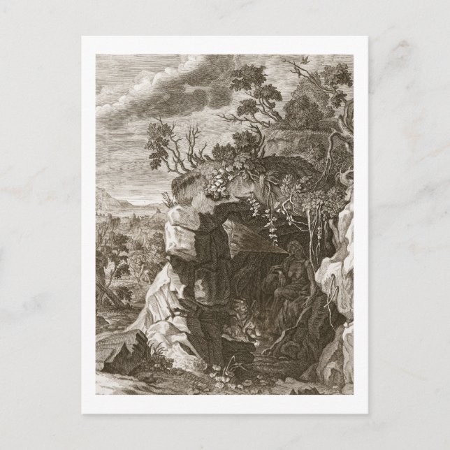 Cartão Postal O eco da ninfa mudado no som, 1731 (gravura (Frente)