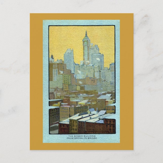 Cartão Postal O Edifício Cantor Da Ponte Brooklyn (Frente)