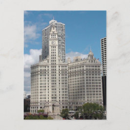 Cartão Postal O Edifício Wrigley, Chicago, Em Um Dia Ensolarado