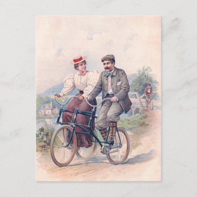 Cartão Postal O Elopemento da Bicicleta, 1896 (Frente)