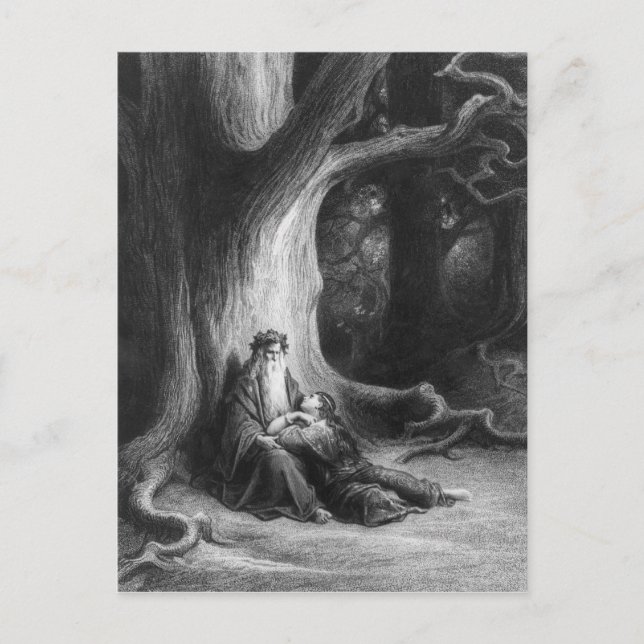 Cartão Postal O Enchanter Merlin e a Fada Vivien (Frente)