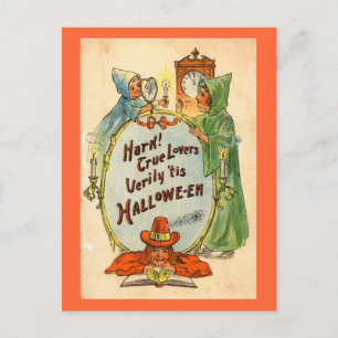 Cartão Postal O Espelho e a Vintagem do Halloween da Bruxa