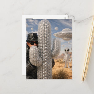 Cartão Postal O espião no deserto com os alienígenas