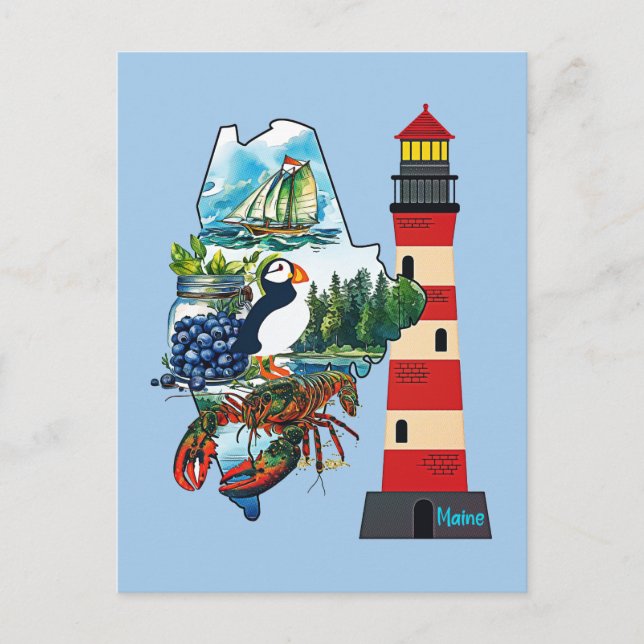 Cartão Postal O Estado Do Maine (Frente)