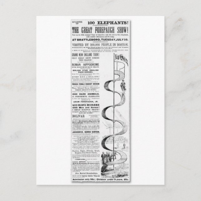 Cartão Postal O Excelente Forepaugh Mostra Anúncio (Frente)
