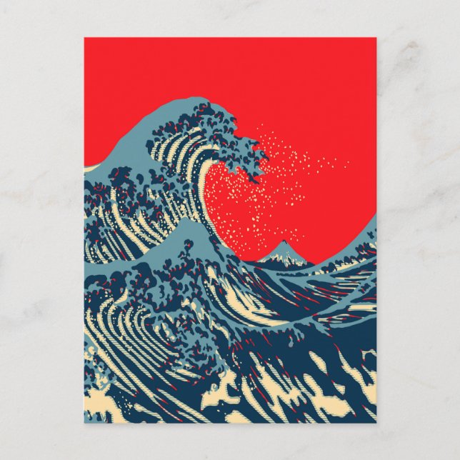 Cartão Postal O Excelente Hokusai Wave em Estilo de Arte Esperan (Frente)