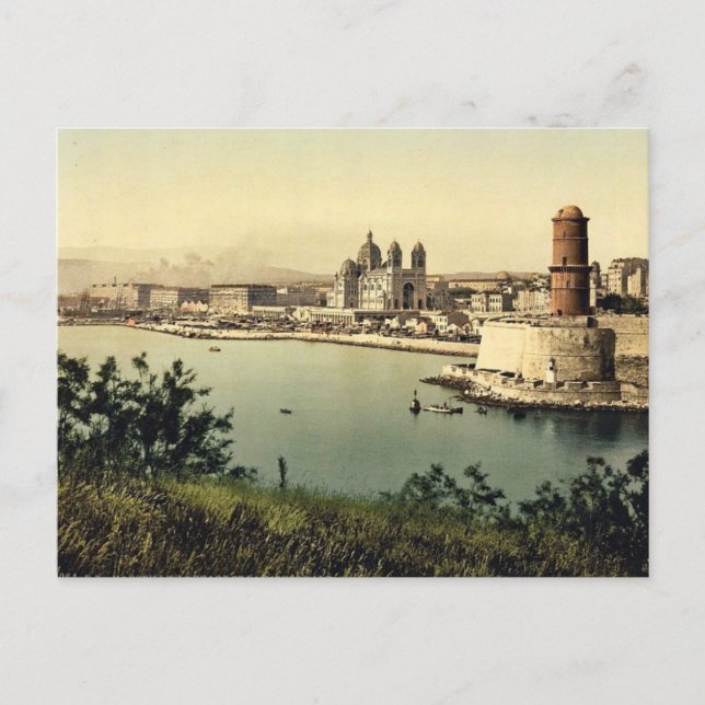 Cartão Postal O farol e a catedral, Marselha, França v (Frente)