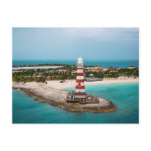 O Farol no Oceano Cay, Bahamas Cartão-postal