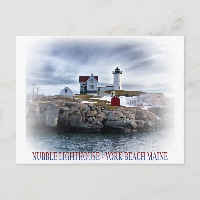 Cartão Postal O farol "Nubble" de Cape Neddick York, Maine (Frente)