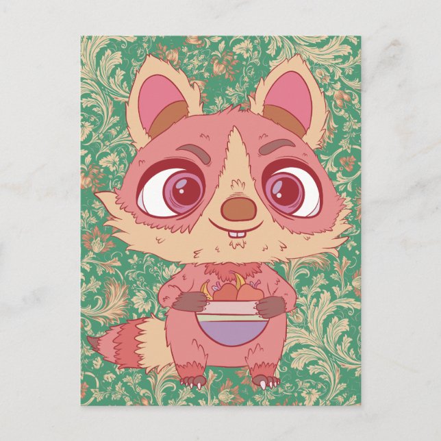 Cartão Postal O Feliz Raccoon (Frente)