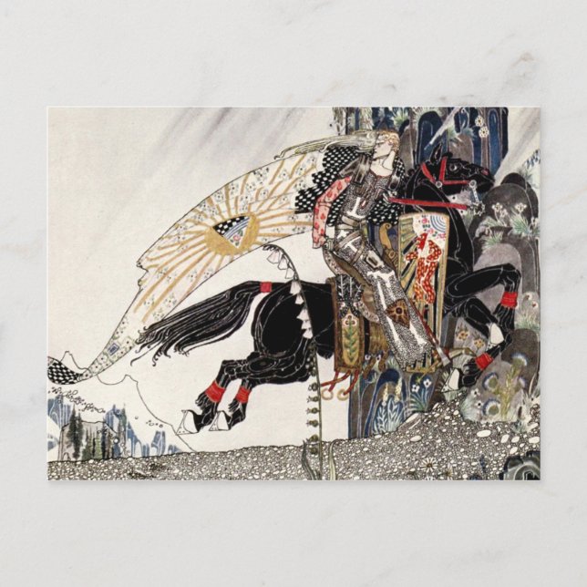 Cartão Postal O Filho da Viúva: O Láteo cavalgando o Cavalo Negr (Frente)