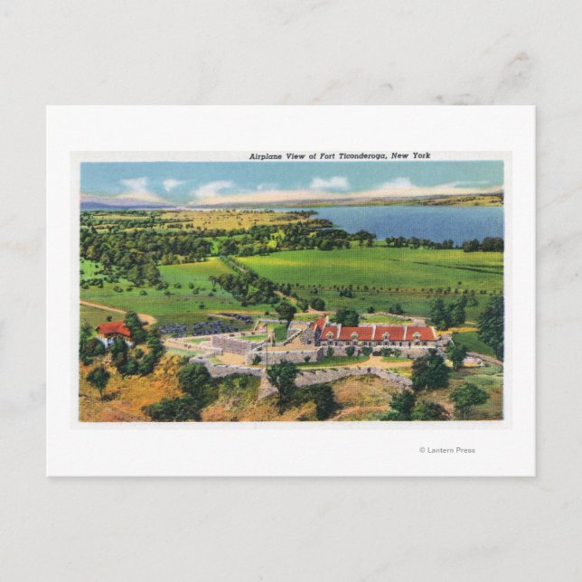 Cartão Postal O Forte, Lago Champlain em Distância (Frente)