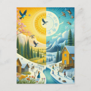 Cartão Postal O frio do inverno em Primavera Feliz Equinócio Ver