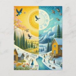 Cartão Postal O frio do inverno em Primavera Feliz Equinócio Ver