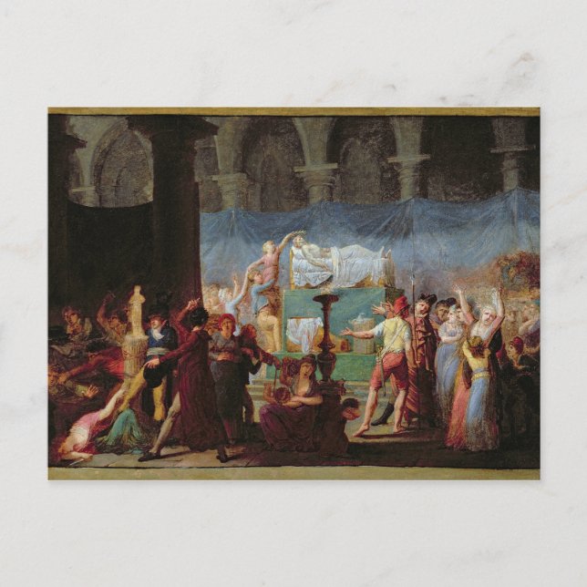 Cartão Postal O Funeral de Marat na Igreja Antiguidade (Frente)