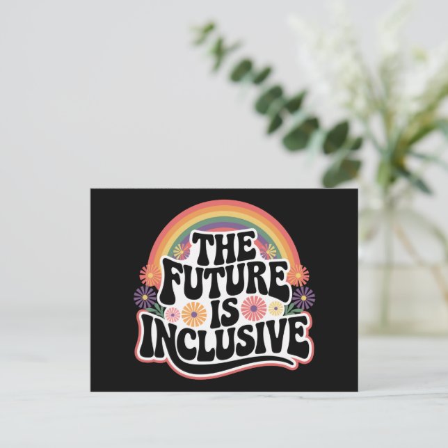 Cartão Postal O Futuro é Inclusivo Gay de Sinalizador LGBTQ Arco (Em pé/Frente)