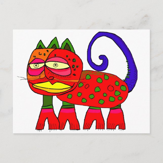 Cartão Postal "o gato com a cauda azul" (Frente)