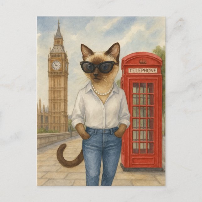 Cartão Postal O gato de Londres está andando em Londres Big Ben (Frente)