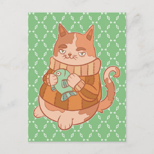 Cartão Postal O gato e o peixe